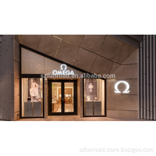 High end wrist watch glass display counters for brand watch retail stores